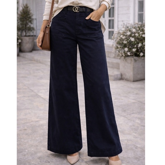 Mica Los Angeles Pants - Mica Los Angeles Wide Leg Pants Navy Blue High Rise Trouser Women's 11/30 Work